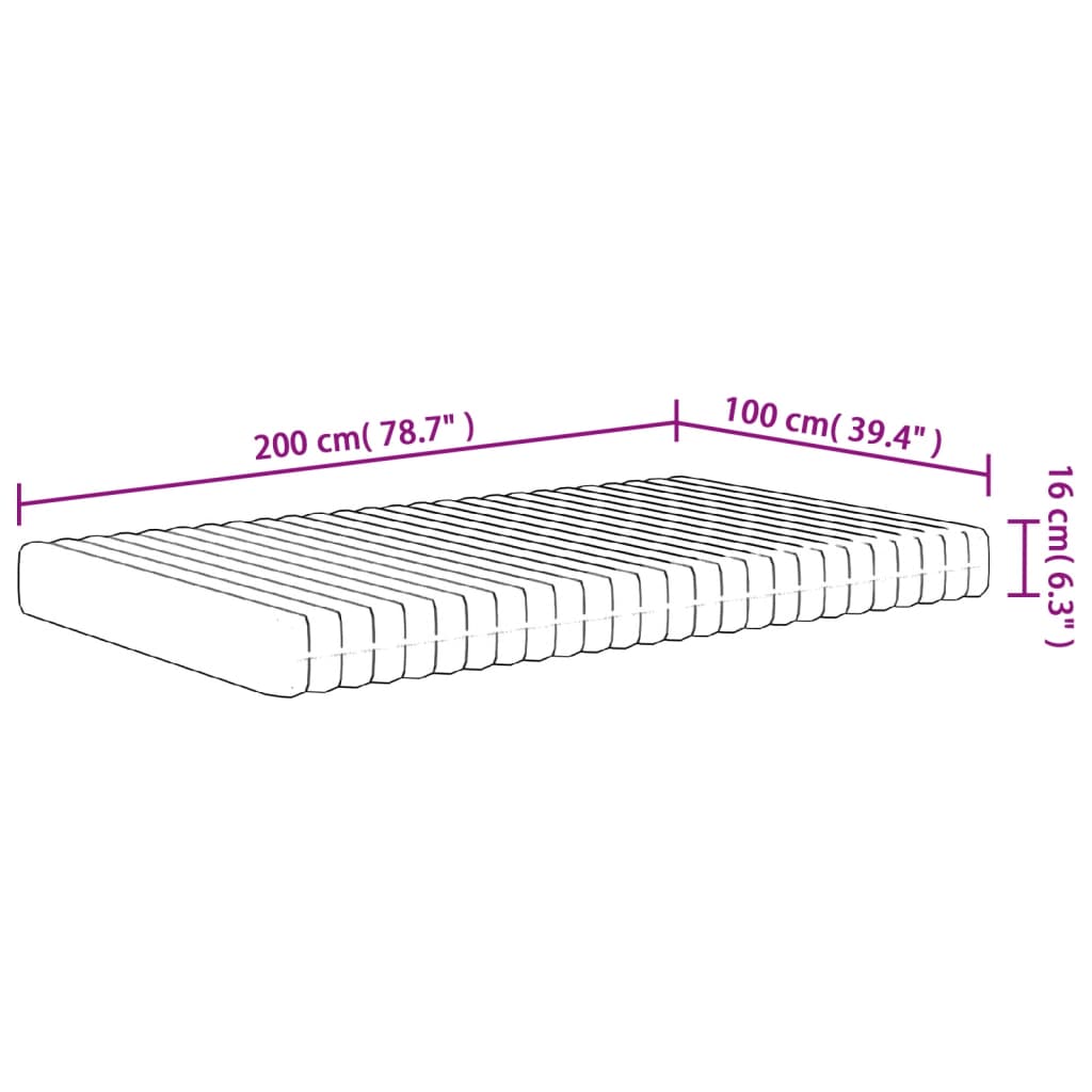 vidaXL Vaahtomuovipatja medium pehmeä 100x200 cm