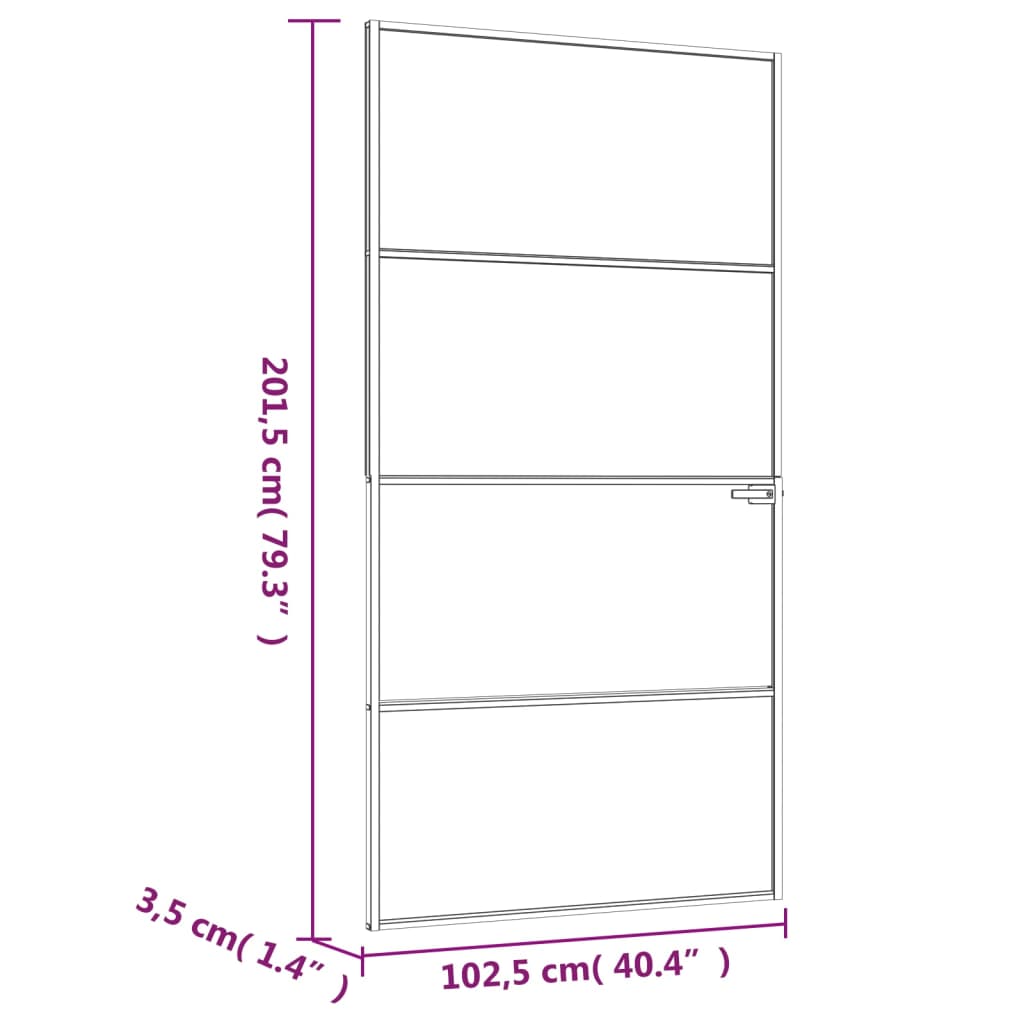 vidaXL Sisäovi valkoinen 102x201,5 cm karkaistu lasi ja alumiini ohut