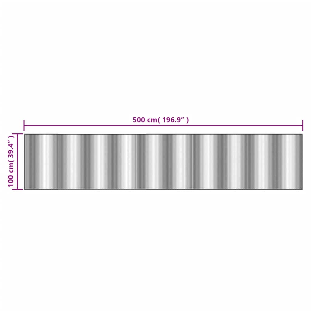 vidaXL Matto suorakaide musta 100x500 cm bambu