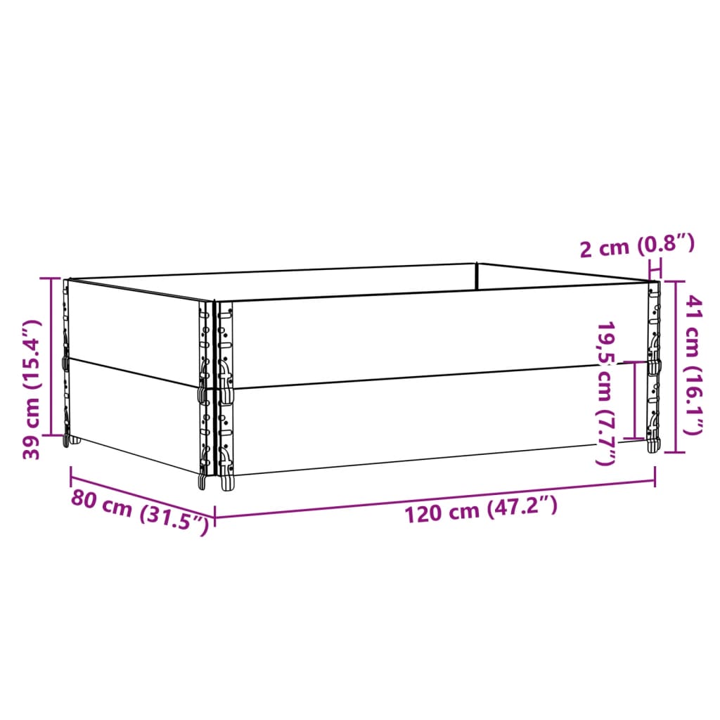 vidaXL Kukkalaatikko musta 120x80 cm täysi mänty