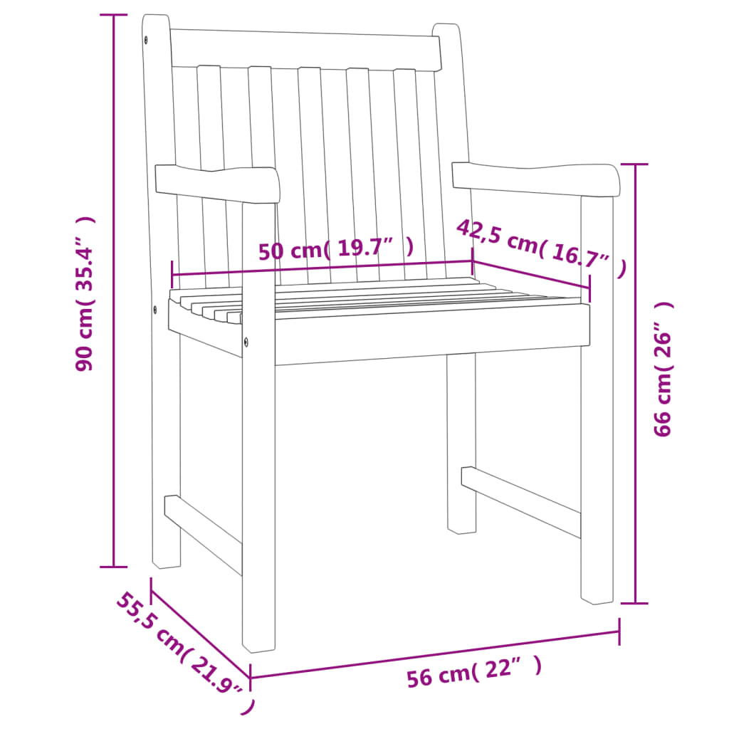 vidaXL Puutarhatuolit 8 kpl 56x55,5x90 cm täysi akasiapuu