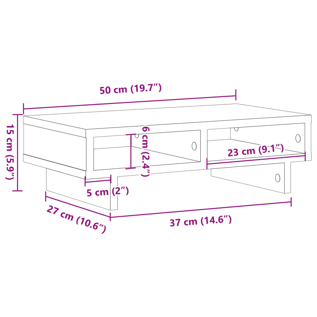 vidaXL Näyttöteline vanha puu 50x27x15 cm tekninen puu