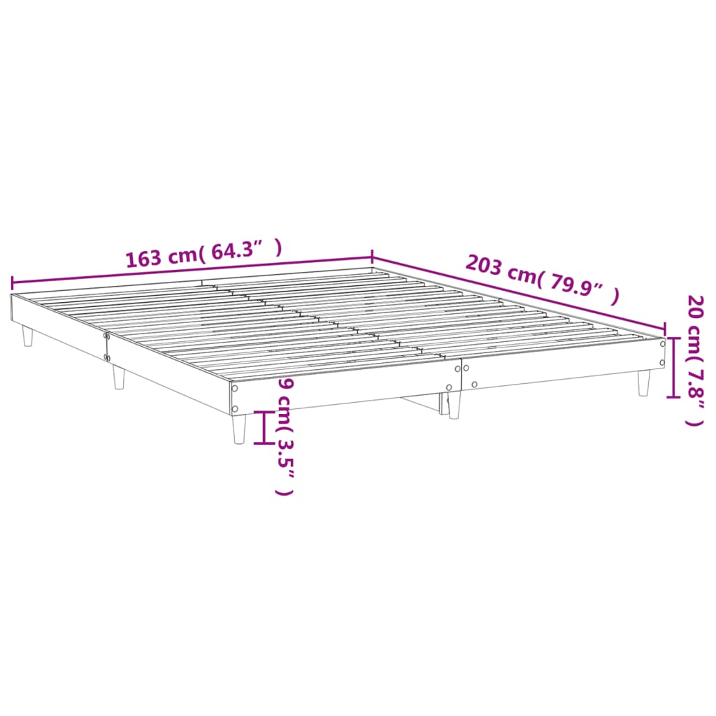 vidaXL Sängynrunko musta 160x200 cm tekninen puu