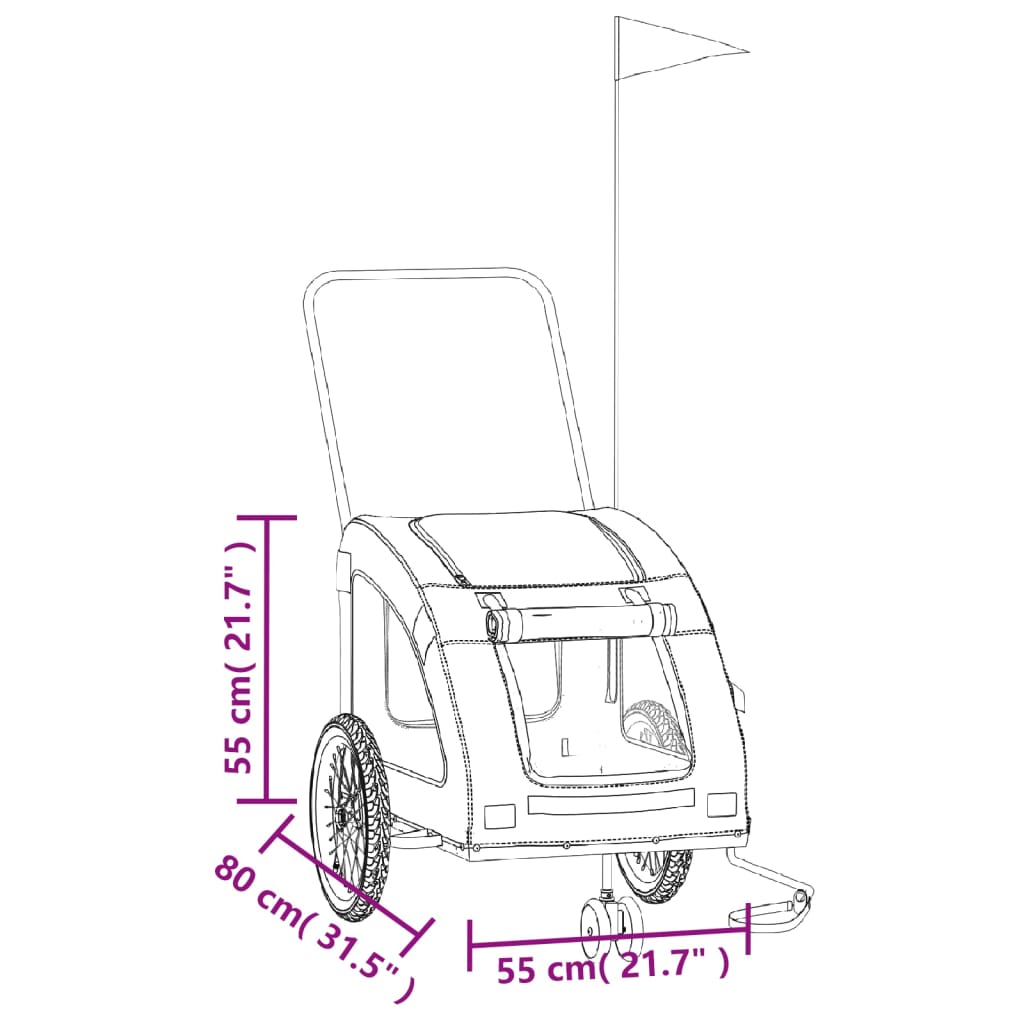 vidaXL Lemmikinkuljetuskärry polkupyörään musta kangas ja rauta
