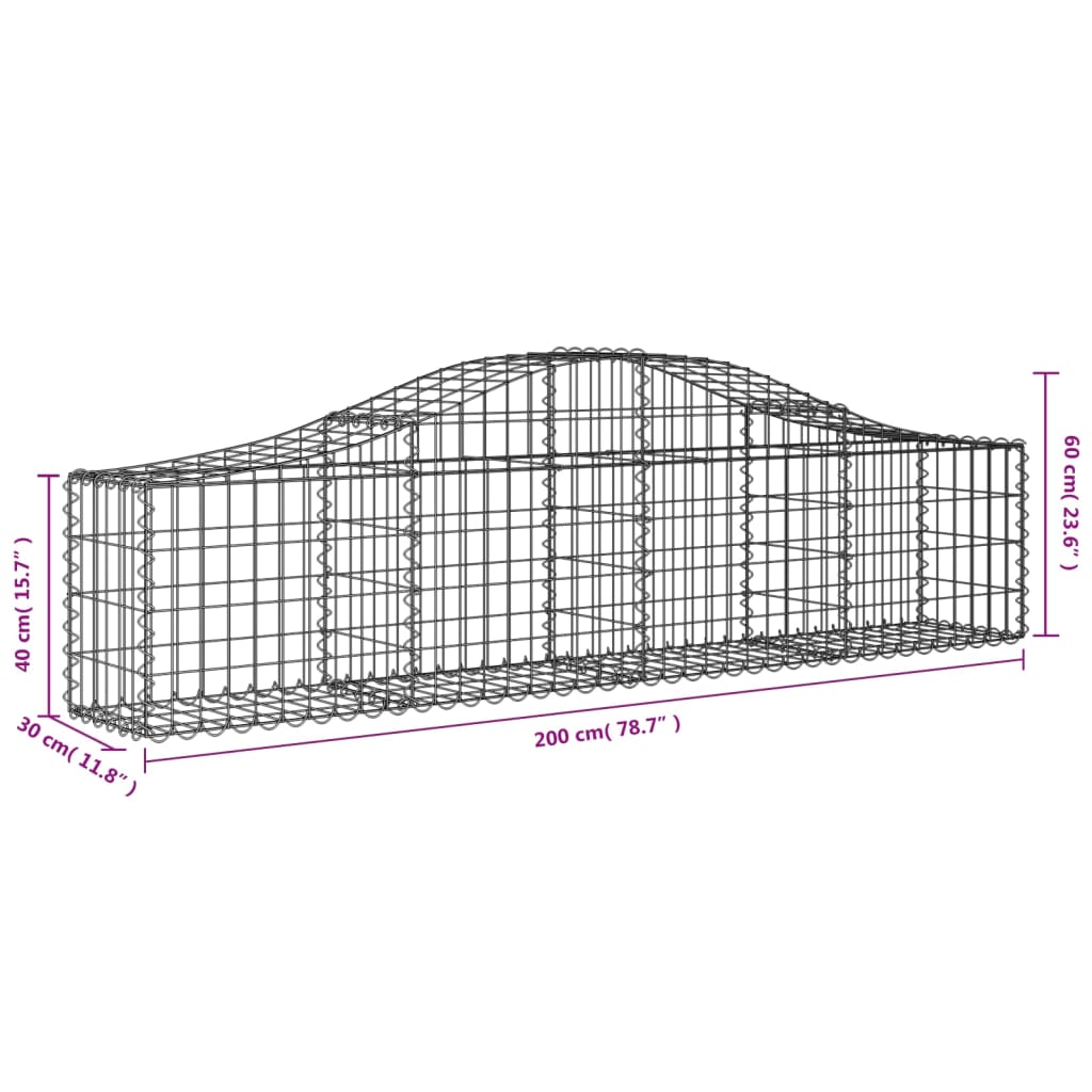 vidaXL Kaarevat kivikorit 7 kpl 200x30x40/60 cm galvanoitu rauta