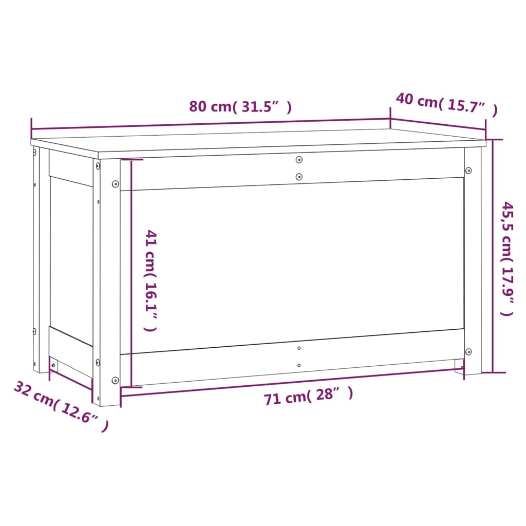 vidaXL Säilytyslaatikko hunajanruskea 80x40x45,5 cm täysi mänty