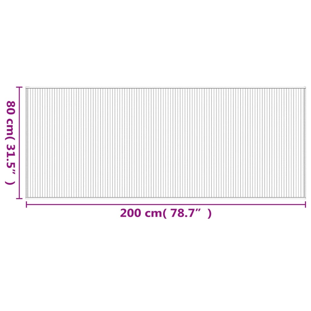 vidaXL Matto suorakaide musta 80x200 cm bambu