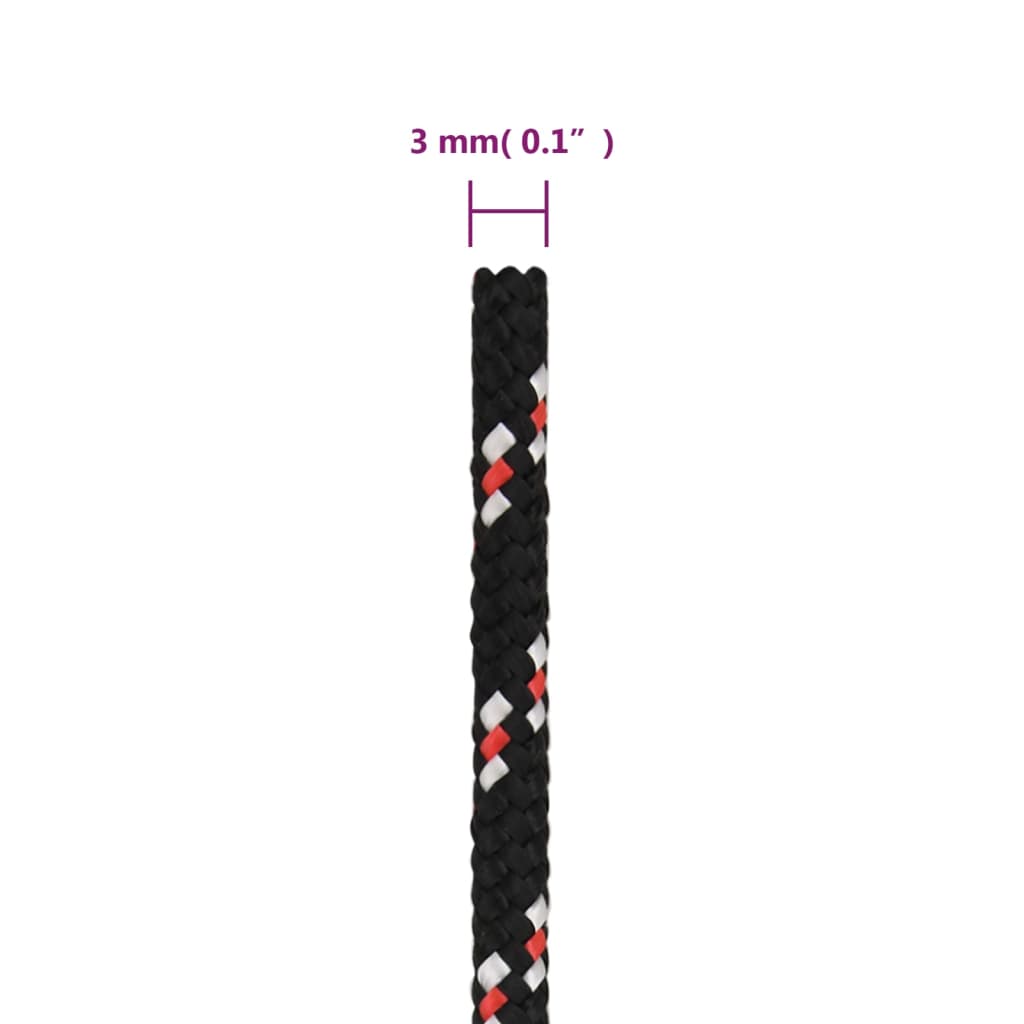 vidaXL Veneköysi musta 3 mm 25 m polypropeeni