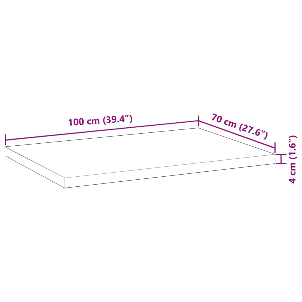 vidaXL Pöytälevy 100x70x4 cm käsittelemätön täysi akasiapuu