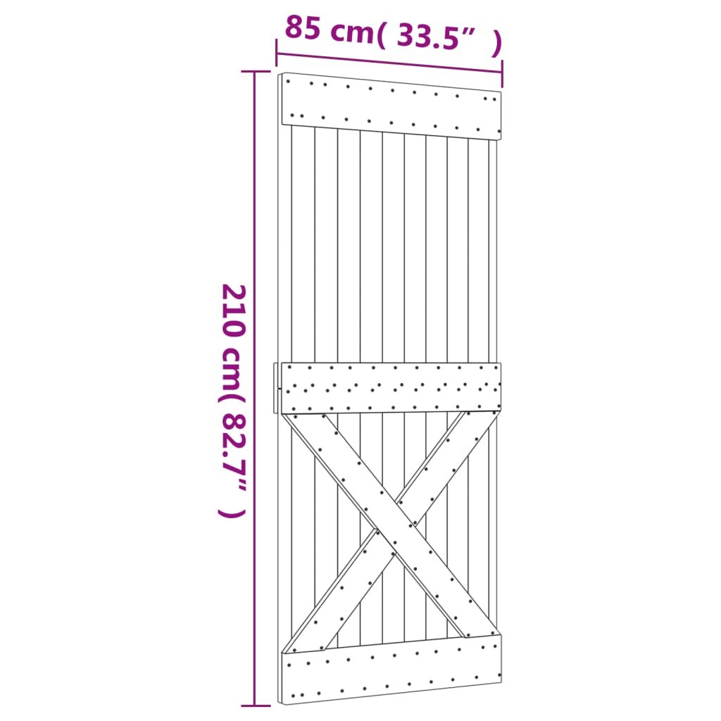 vidaXL Liukuovi asennustarvikkeineen 85x210 cm täysi mänty