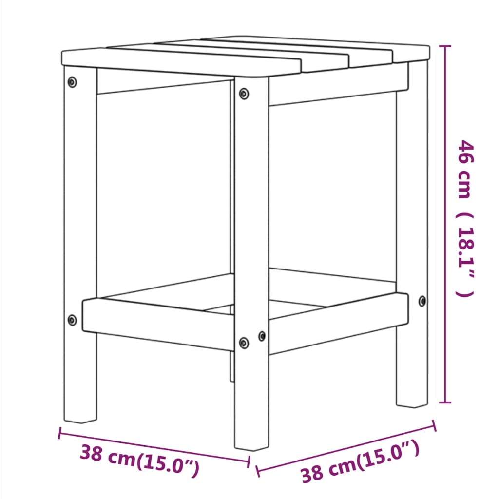 vidaXL Adirondack puutarhapöytä vedensininen 38x38x46 cm HDPE