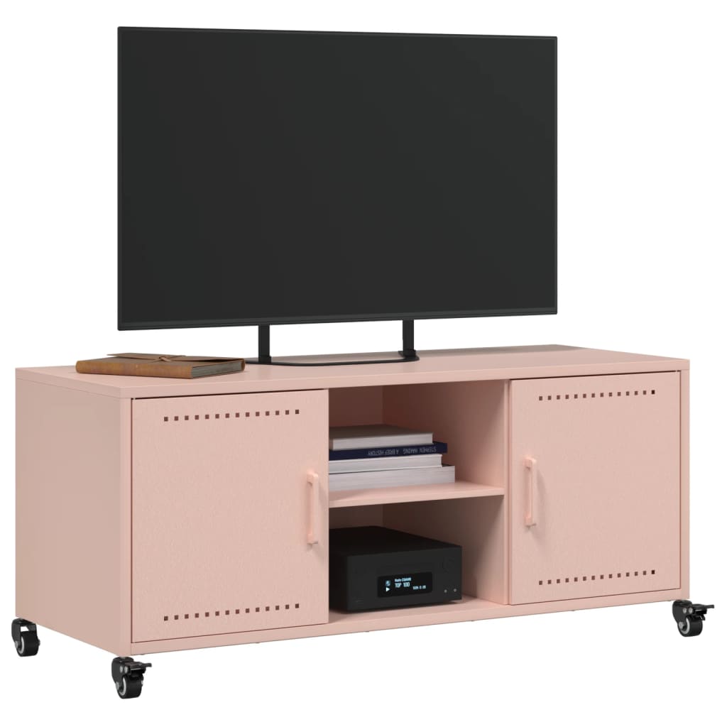 vidaXL TV-taso pinkki 100,5x39x43,5 cm teräs