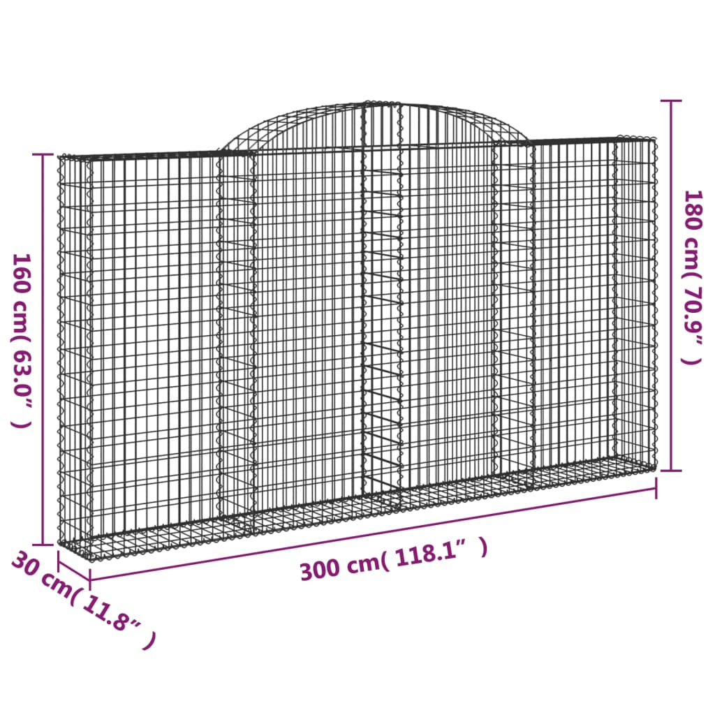 vidaXL Kaarevat kivikorit 9 kpl 300x30x160/180 cm galvanoitu rauta