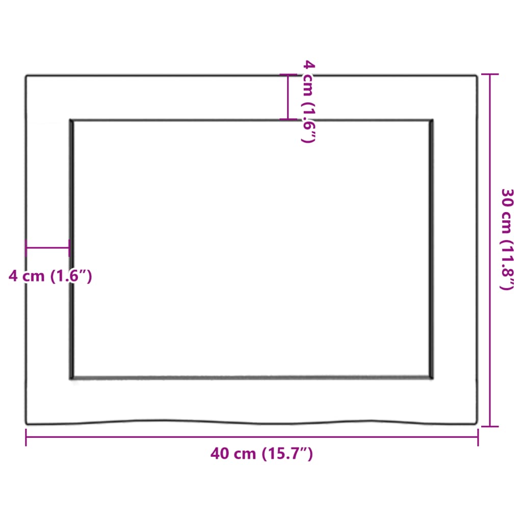 vidaXL Kylpyhuoneen työtaso t.ruskea 40x30x(2-6)cm käsitelty täyspuu