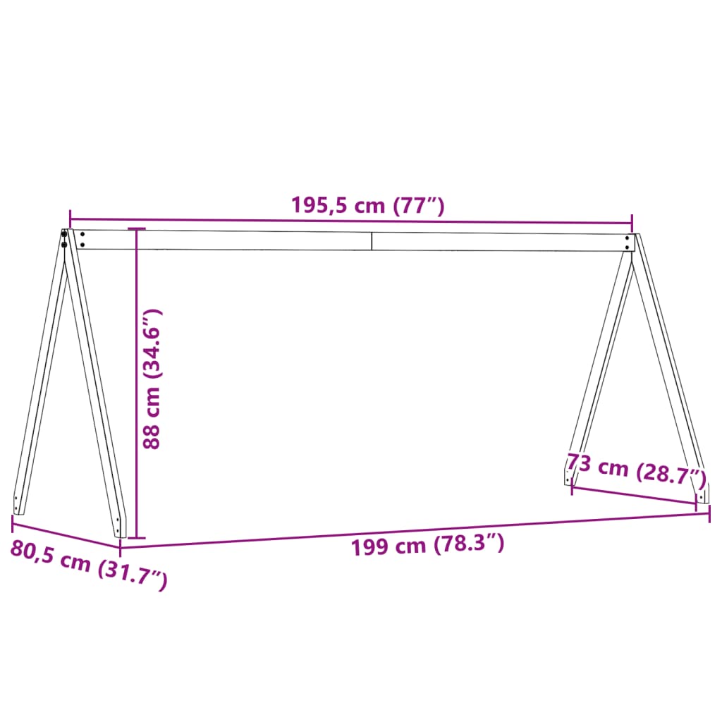 vidaXL Lastensängyn katos 199x80,5x88 cm täysi mänty