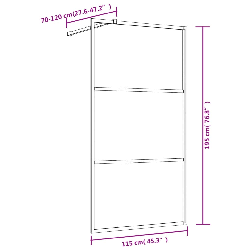 vidaXL Walk-in suihkun seinäke kirkas ESG-lasi punainen 115x195 cm