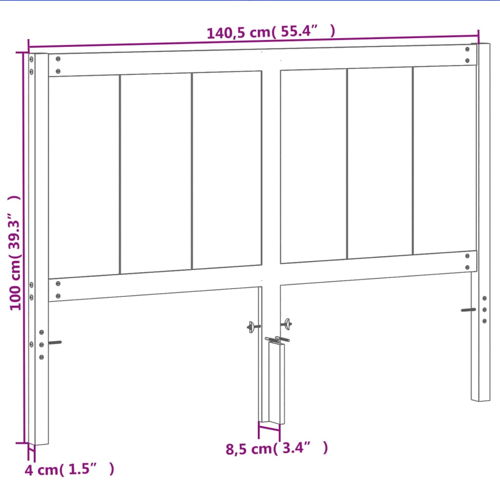 vidaXL Sängynpääty ruskea 135 cm täysi mänty