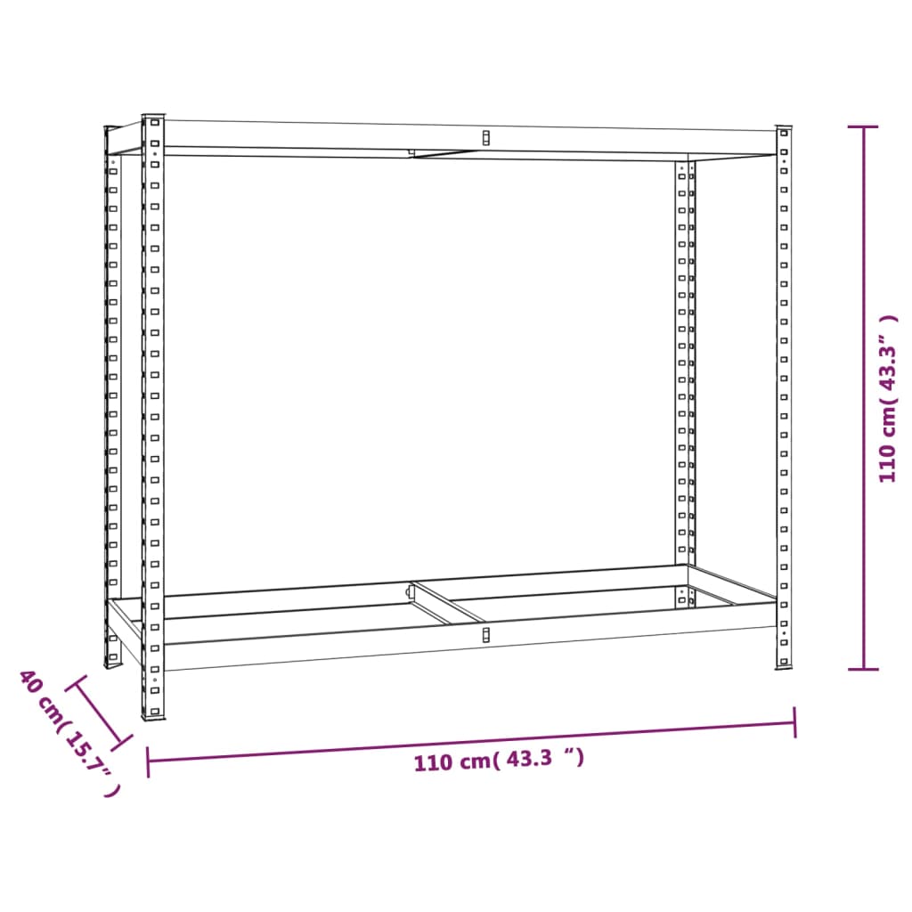 vidaXL 2-tasoinen Rengasteline 3 kpl hopea 110x40x110 cm teräs