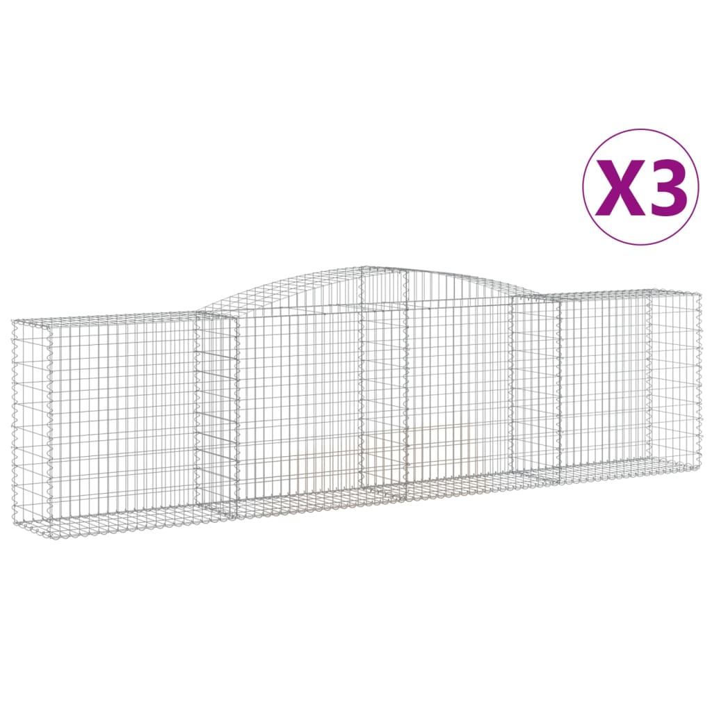 vidaXL Kaarevat kivikorit 3 kpl 400x50x100/120 cm galvanoitu rauta