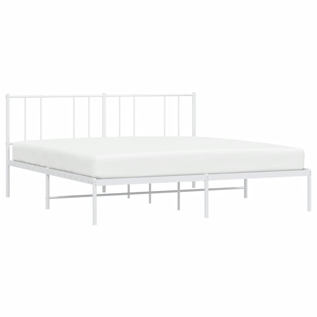 vidaXL Metallinen sängynrunko päädyillä valkoinen 180x200 cm