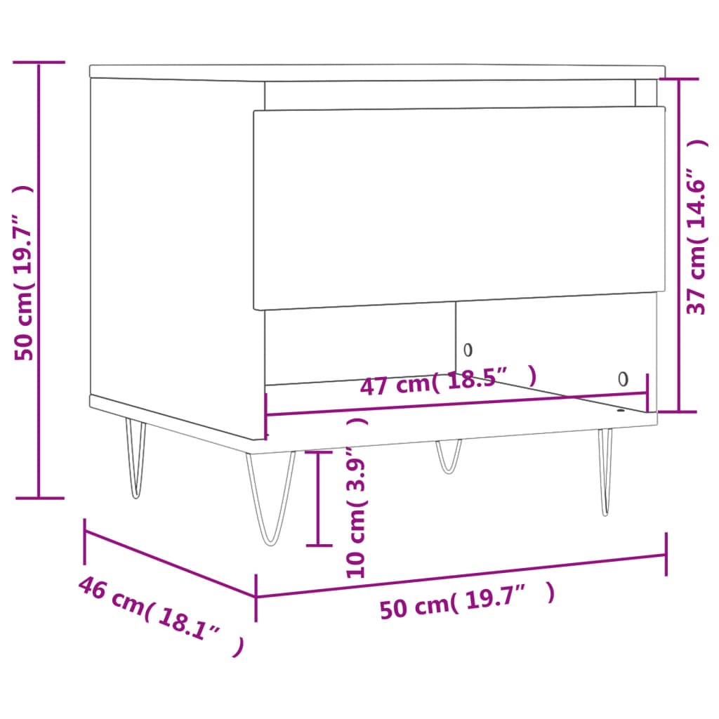 vidaXL Sohvapöydät 2 kpl musta 50x46x50 cm tekninen puu