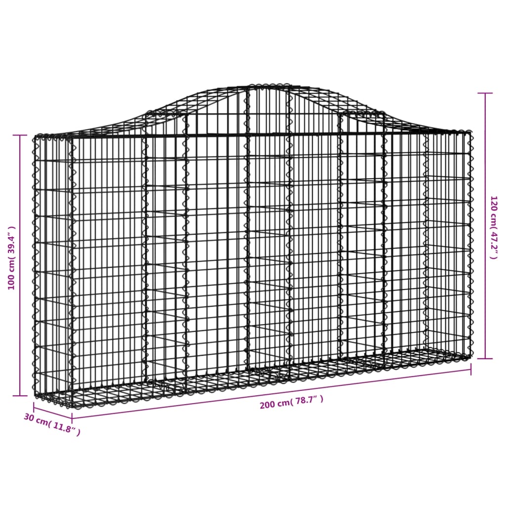 vidaXL Kaarevat kivikorit 30 kpl 200x30x100/120 cm galvanoitu rauta