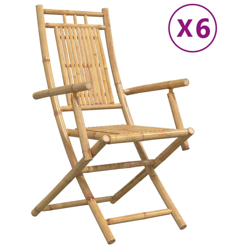 vidaXL Taitettavat puutarhatuolit 6 kpl 53x66x99 cm bambu