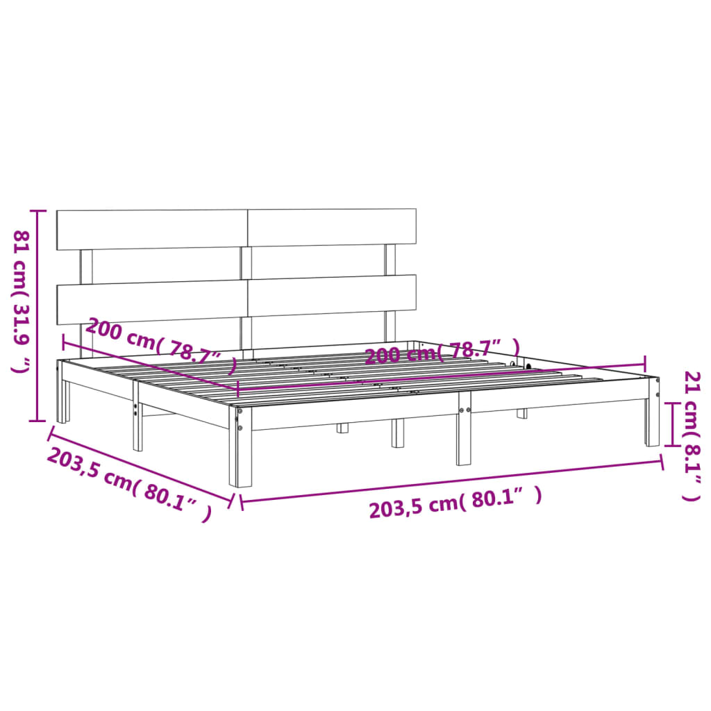 vidaXL Sängynrunko päädyllä hunajanruskea 200x200 cm täysi puu