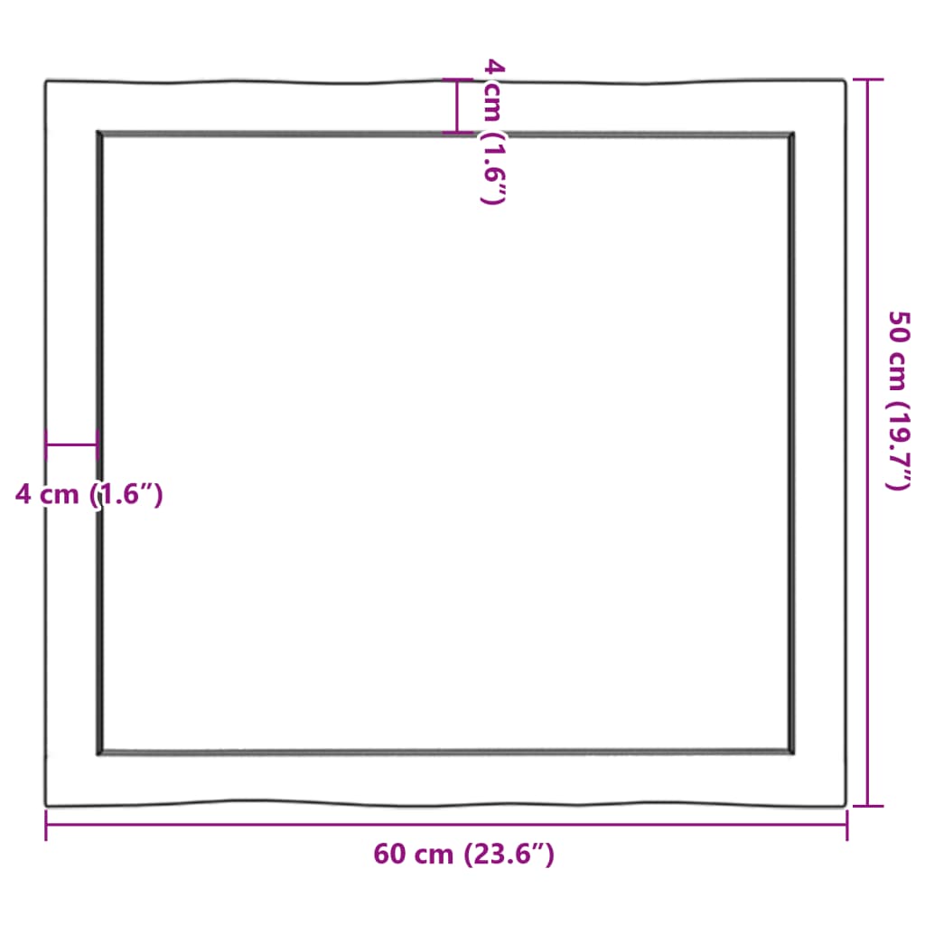 vidaXL Pöytälevy ruskea 60x50x(2-4)cm käsitelty täystammi elävä reuna