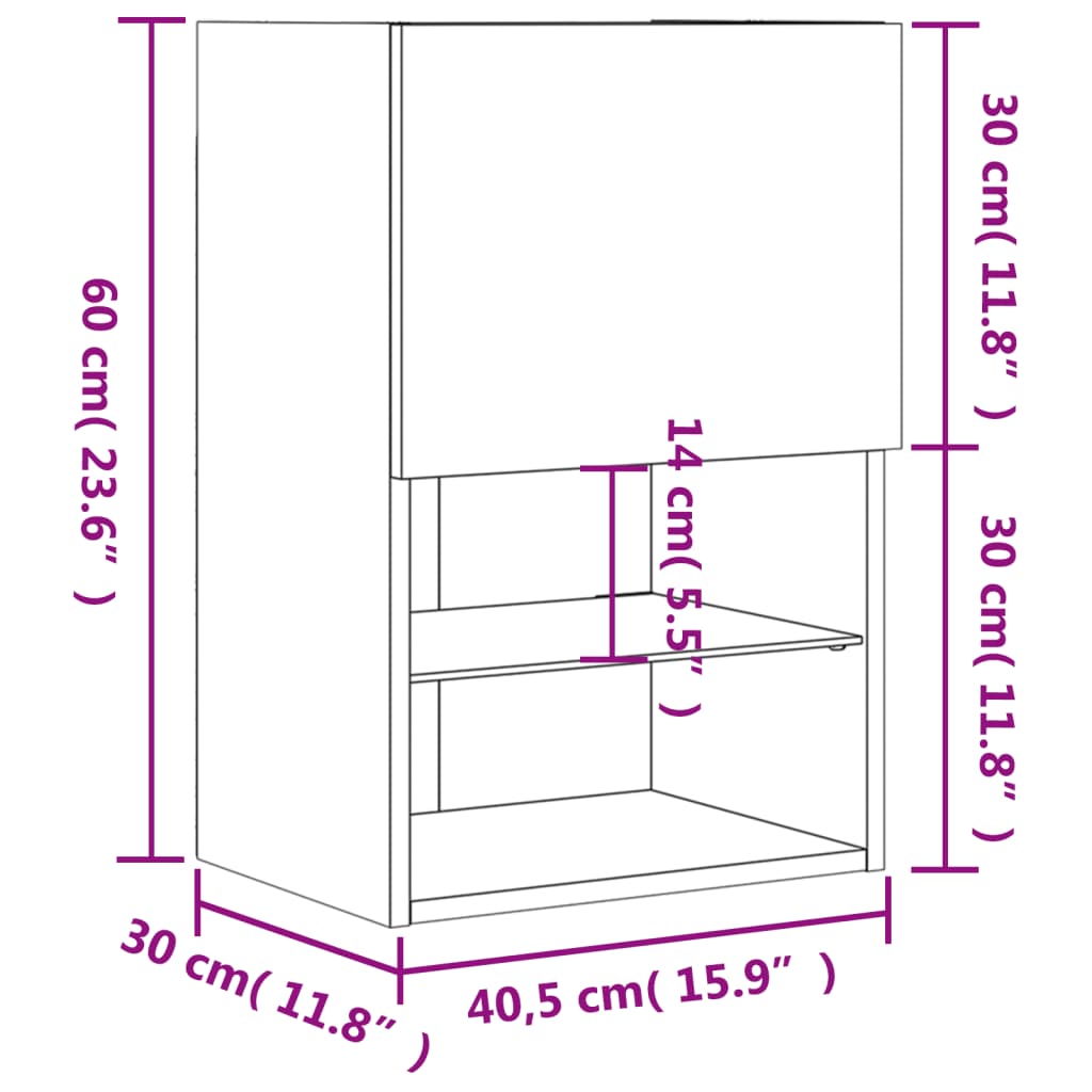 vidaXL TV-taso LED-valoilla savutammi 40,5x30x60 cm