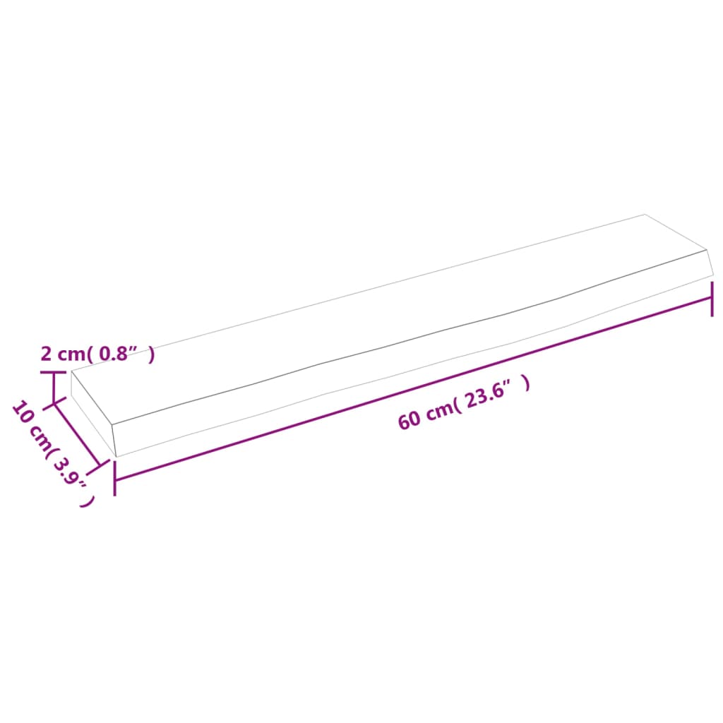 vidaXL Seinähylly tummanruskea 60x10x2 cm käsitelty täystammi