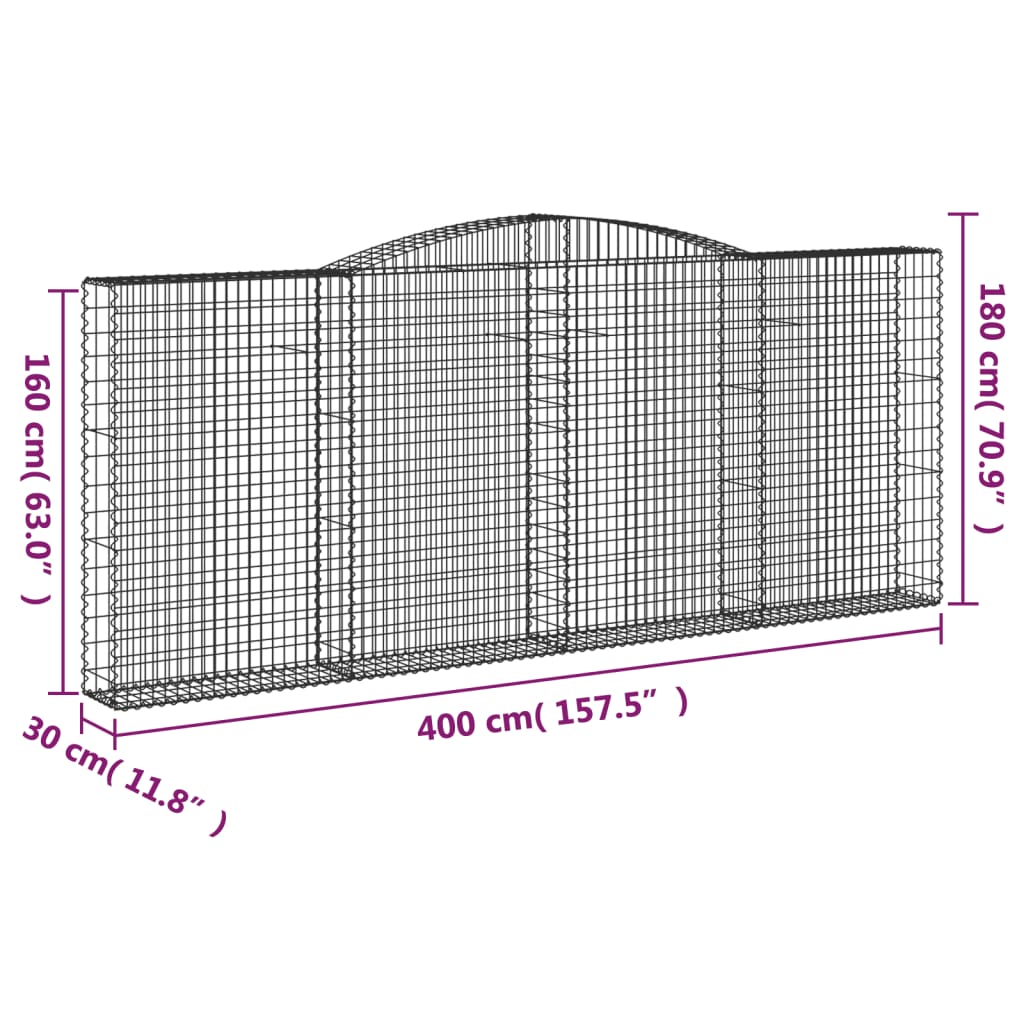 vidaXL Kaarevat kivikorit 3 kpl 400x30x160/180 cm galvanoitu rauta