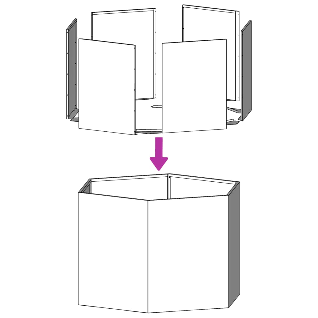 vidaXL Puutarhakukkalaatikko musta kuusikulmainen 104x90x45 cm teräs