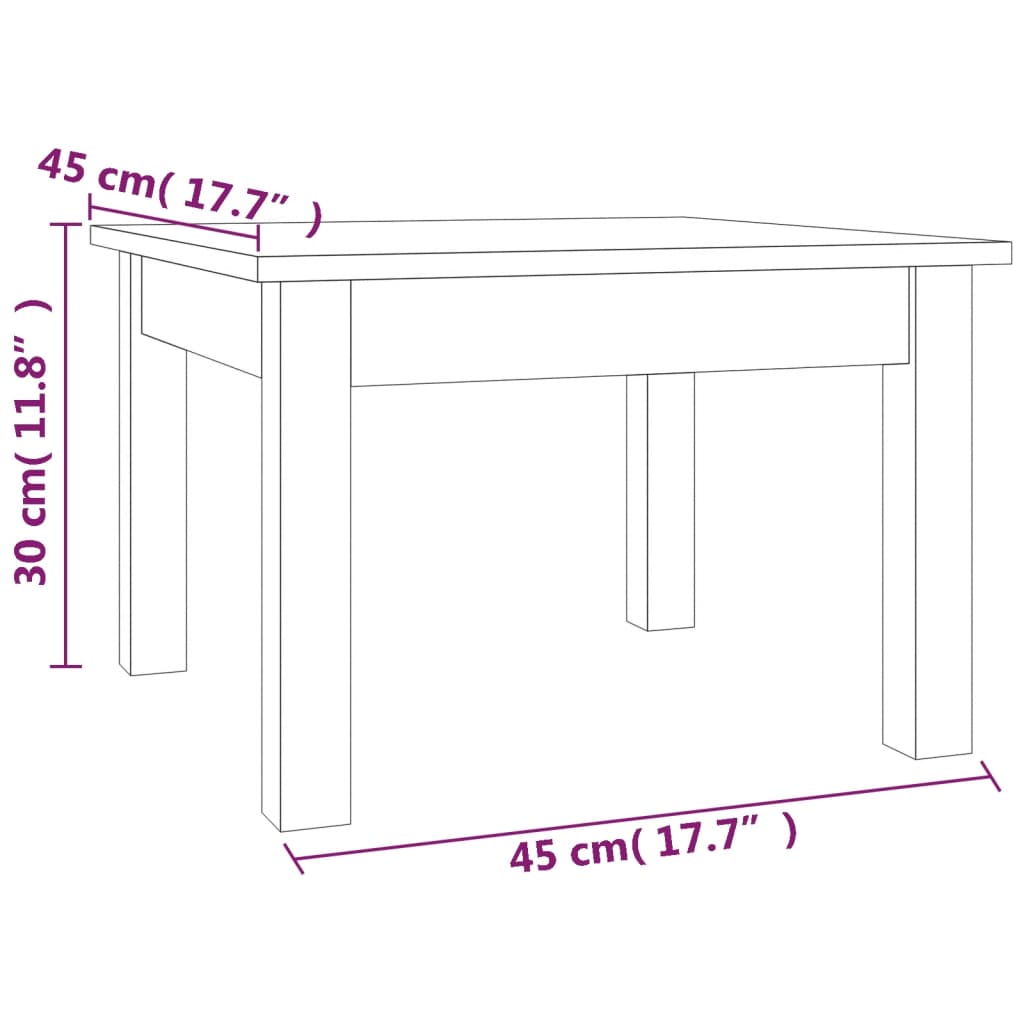 vidaXL Sohvapöytä musta 45x45x30 cm täysi mänty