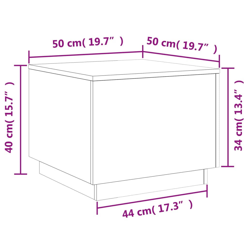 vidaXL Sohvapöytä LED-valoilla ruskea tammi 50x50x40 cm