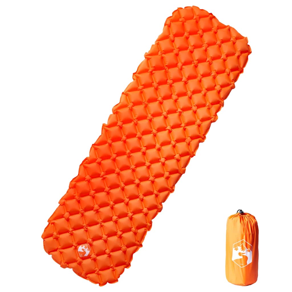 vidaXL Täytettävä retkeilypatja oranssi 1 hengelle 190x58x6 cm