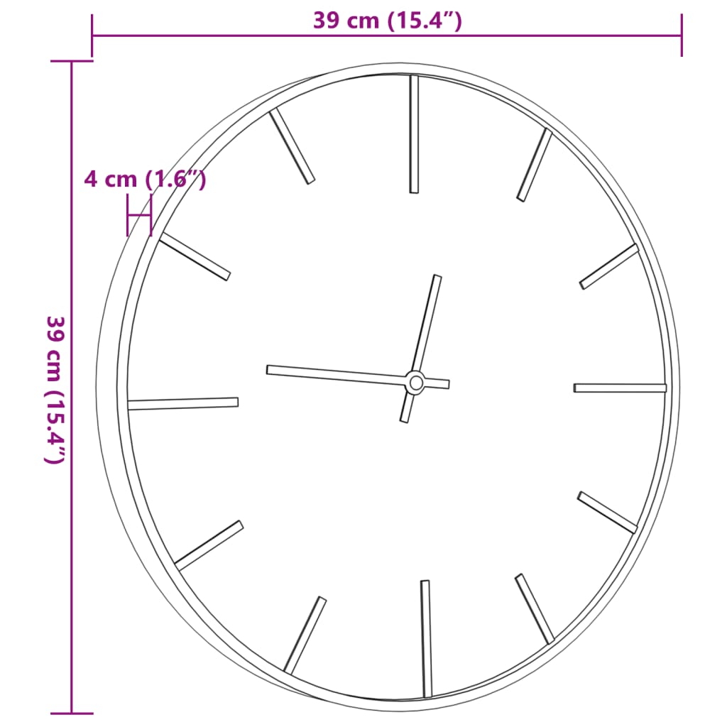 vidaXL Seinäkello ruskea Ø39 cm rauta ja tekninen puu