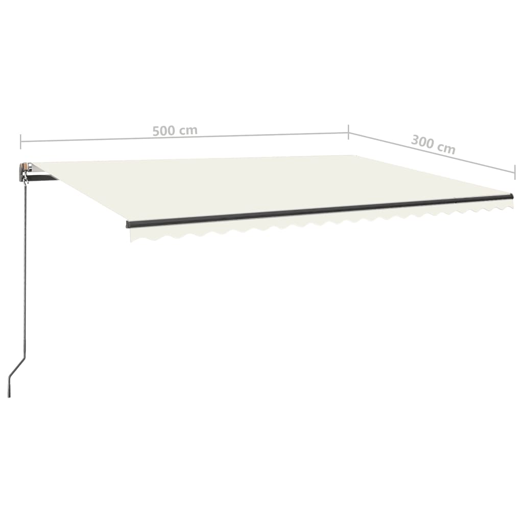 vidaXL Sisäänkelattava markiisi LED/tuulisensori 500x300 cm kerma