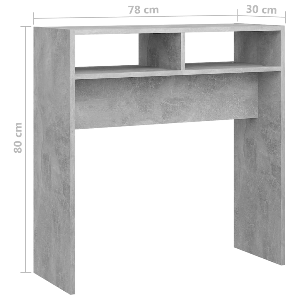 vidaXL Konsolipöytä betoninharmaa 78x30x80 cm tekninen puu