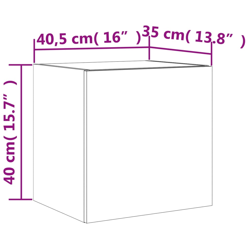 vidaXL TV-seinäkaappi LED-valoilla valkoinen 40,5x35x40 cm