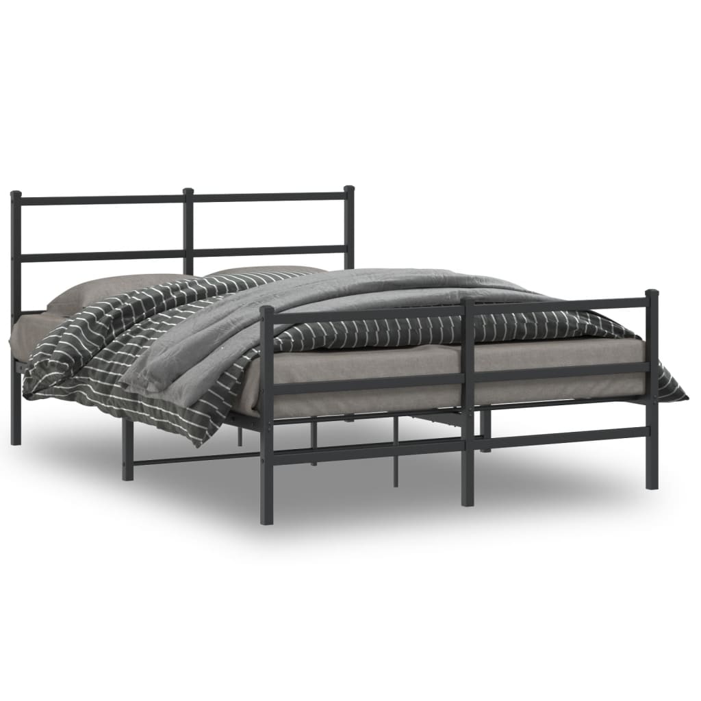 vidaXL Metallinen sängynrunko päädyillä musta 140x190 cm