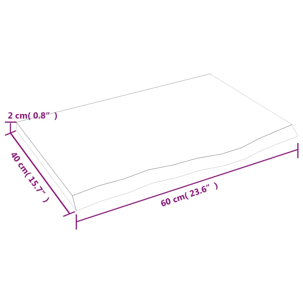 vidaXL Pöytälevy tummanruskea 60x40x2 cm käsitelty täystammi