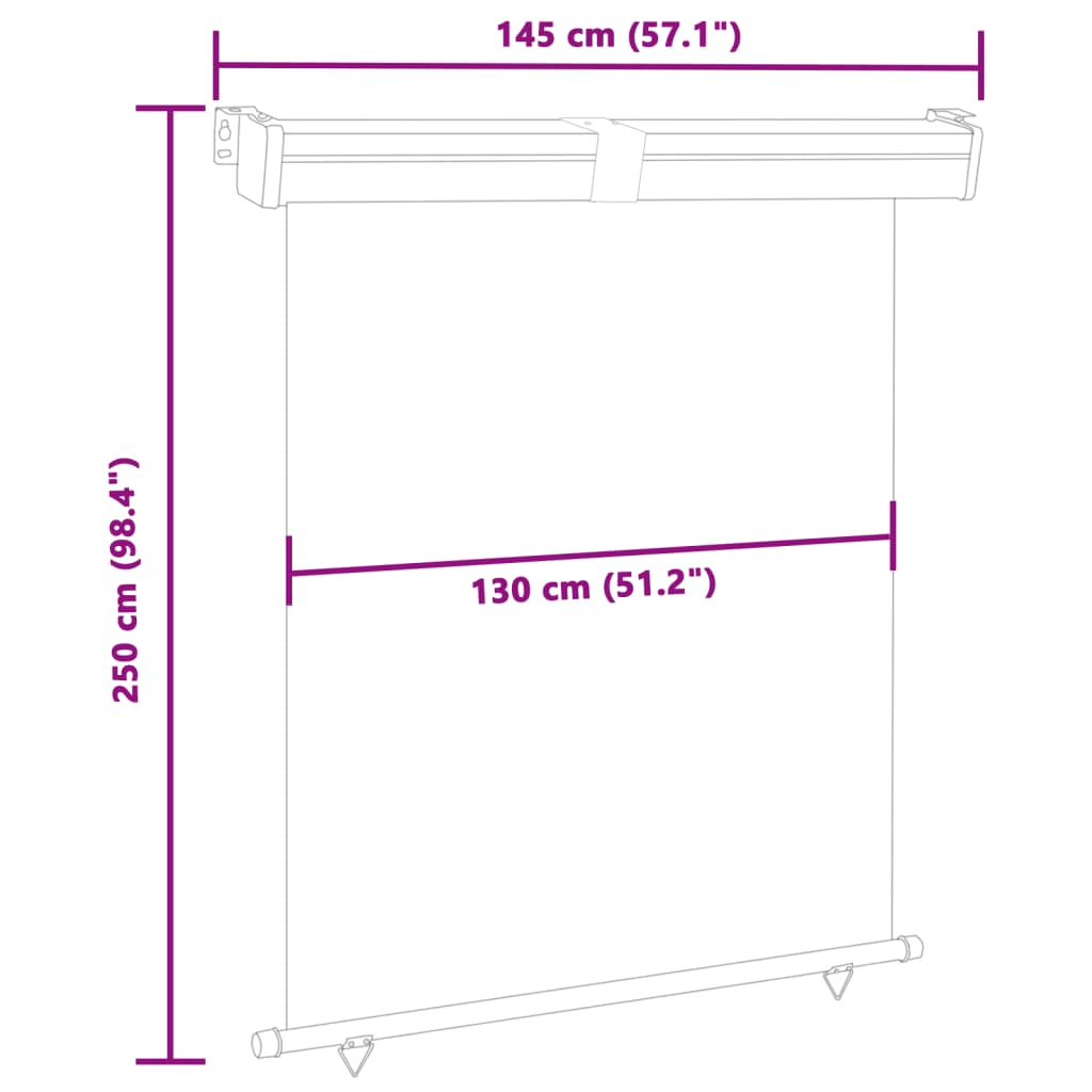 vidaXL Parvekkeen sivumarkiisi 145x250 cm musta