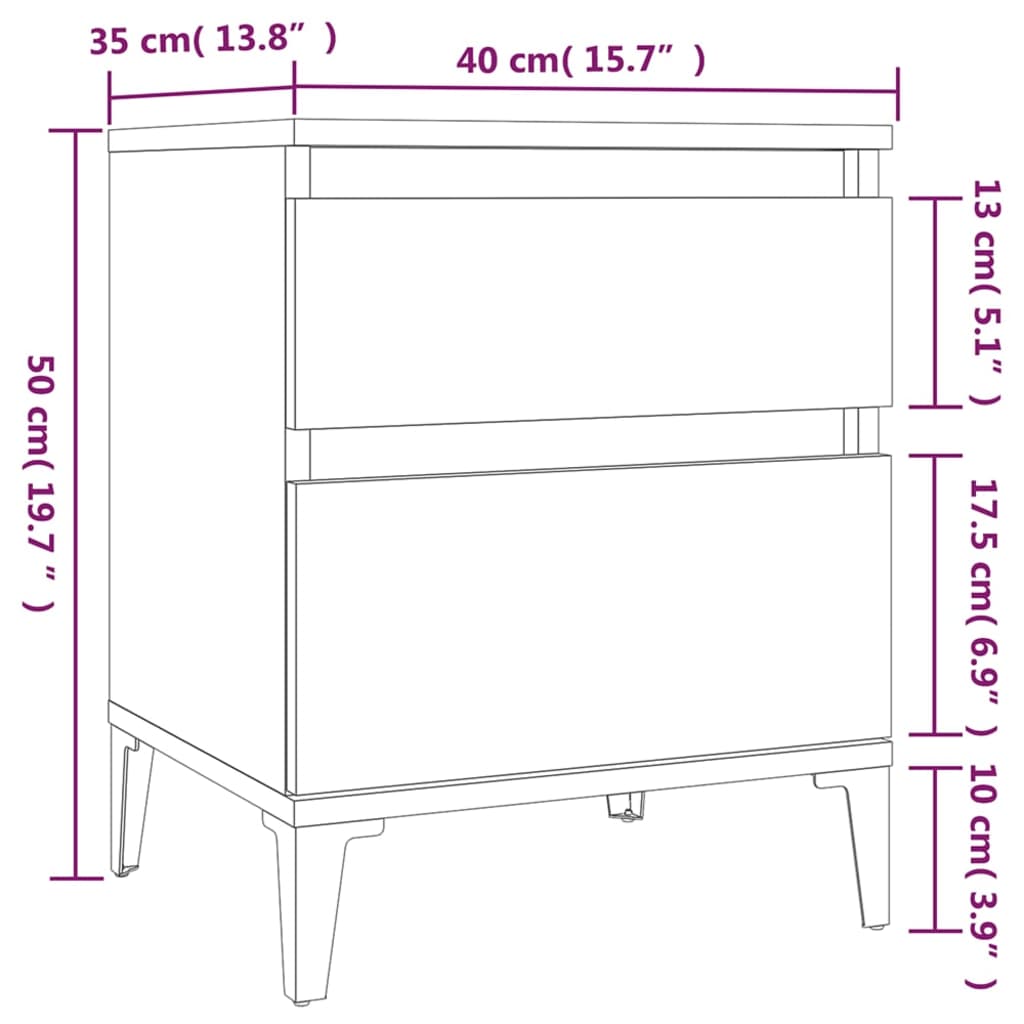 vidaXL Yöpöydät 2 kpl ruskea tammi 40x35x50 cm