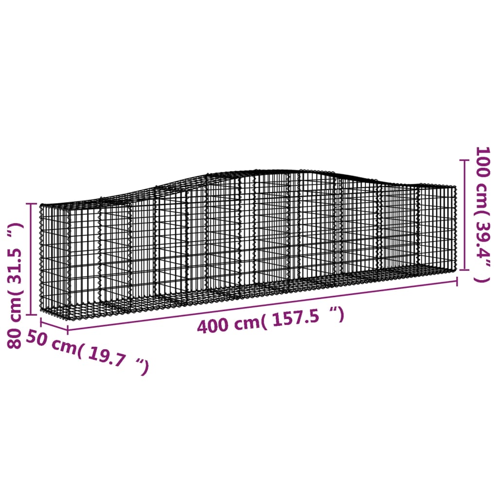 vidaXL Kaarevat kivikorit 8 kpl 400x50x80/100 cm galvanoitu rauta