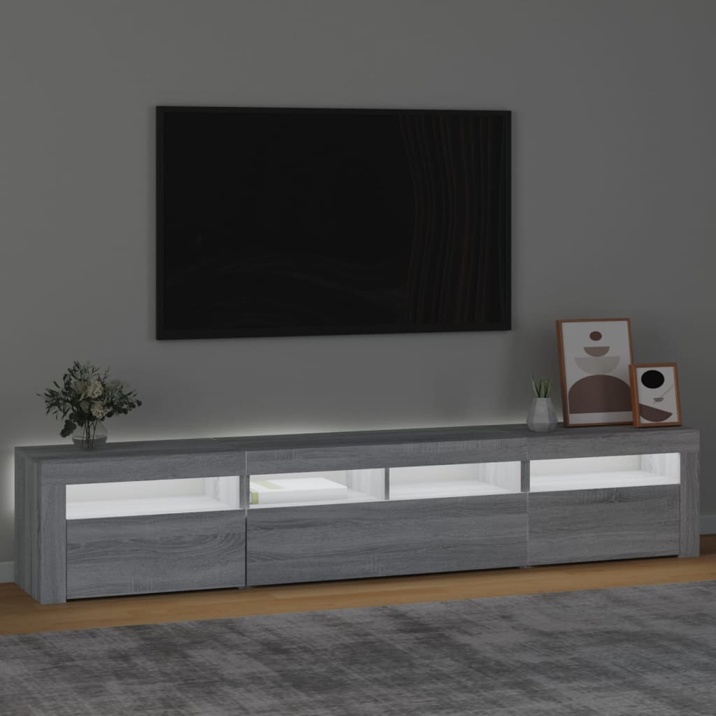 vidaXL TV-taso LED-valoilla harmaa Sonoma 210x35x40 cm