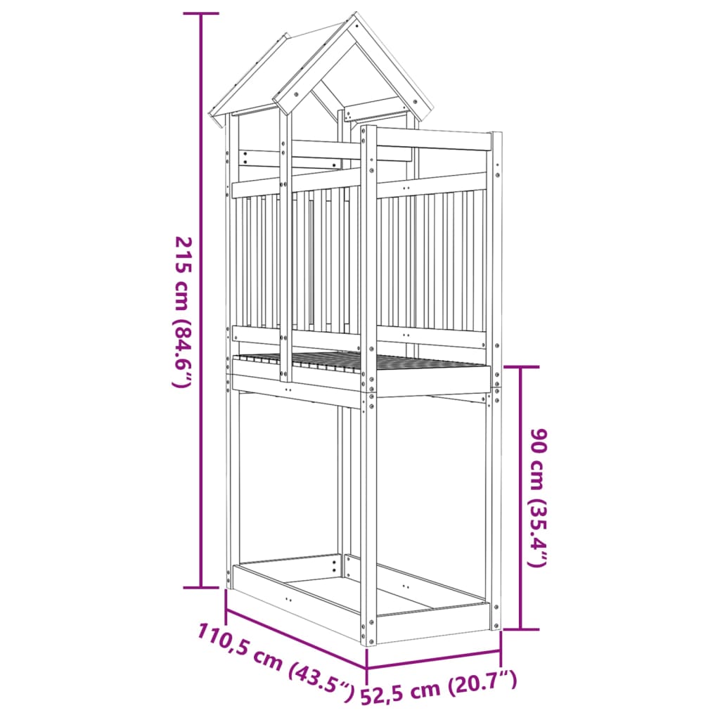 vidaXL Leikkitorni 110,5x52,5x215 cm täysi douglaskuusi