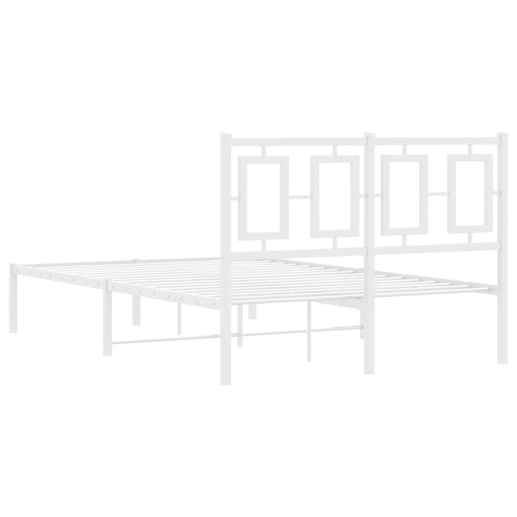 vidaXL Metallinen sängynrunko päädyllä valkoinen 120x200 cm
