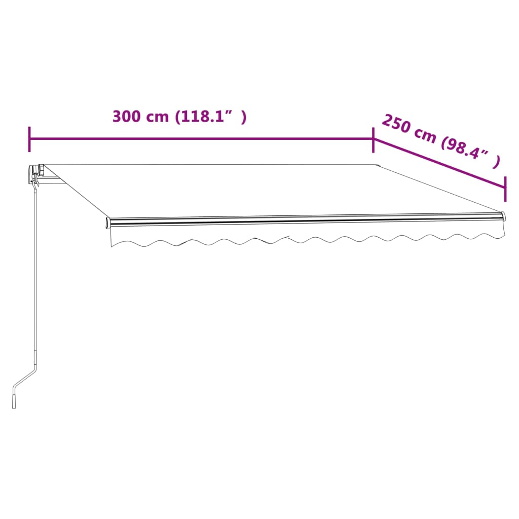 vidaXL Automaattisesti sisäänkelattava markiisi 300x250 cm kerma