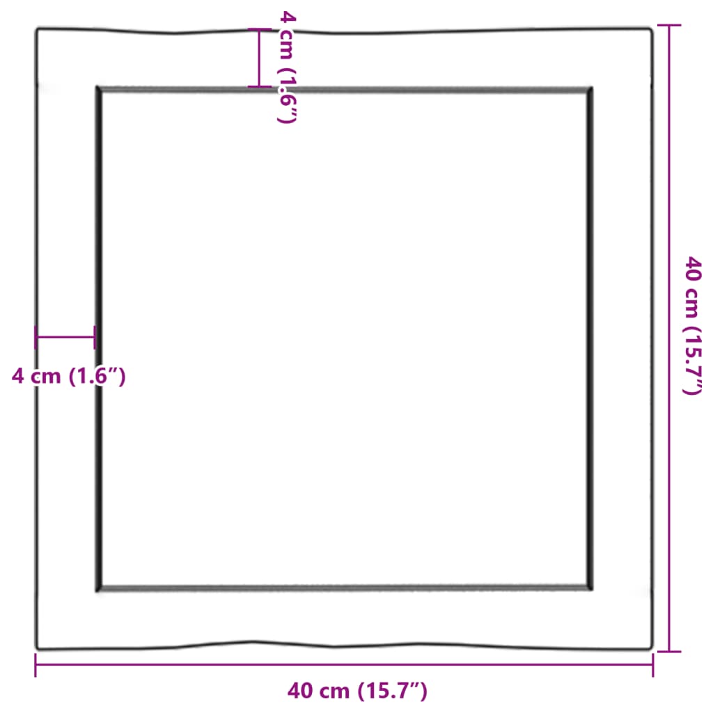 vidaXL Pöytälevy ruskea 40x40x(2-6) cm käsitelty täystammi elävä reuna